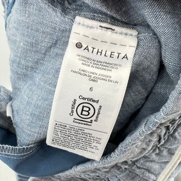 Athleta Cabo Linen Jogger Light Blue Women's 6 Comfy Athletic Beach Coastal - Picture 7 of 9